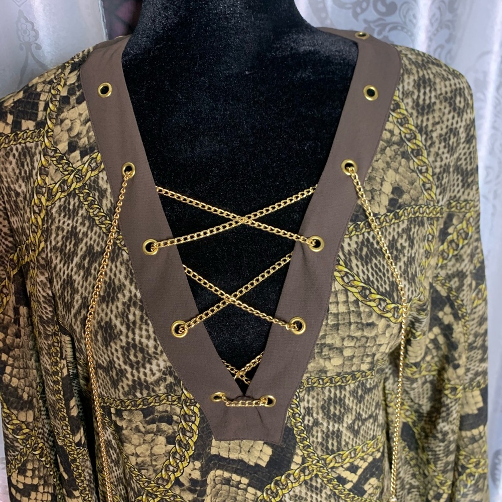 Sheer maxi cover up chain detail